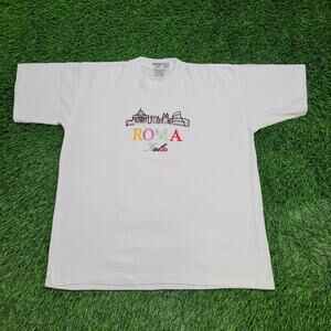 Vintage 90s Colorful Roma Italy Shirt Womens XL/2XL 23x27 White